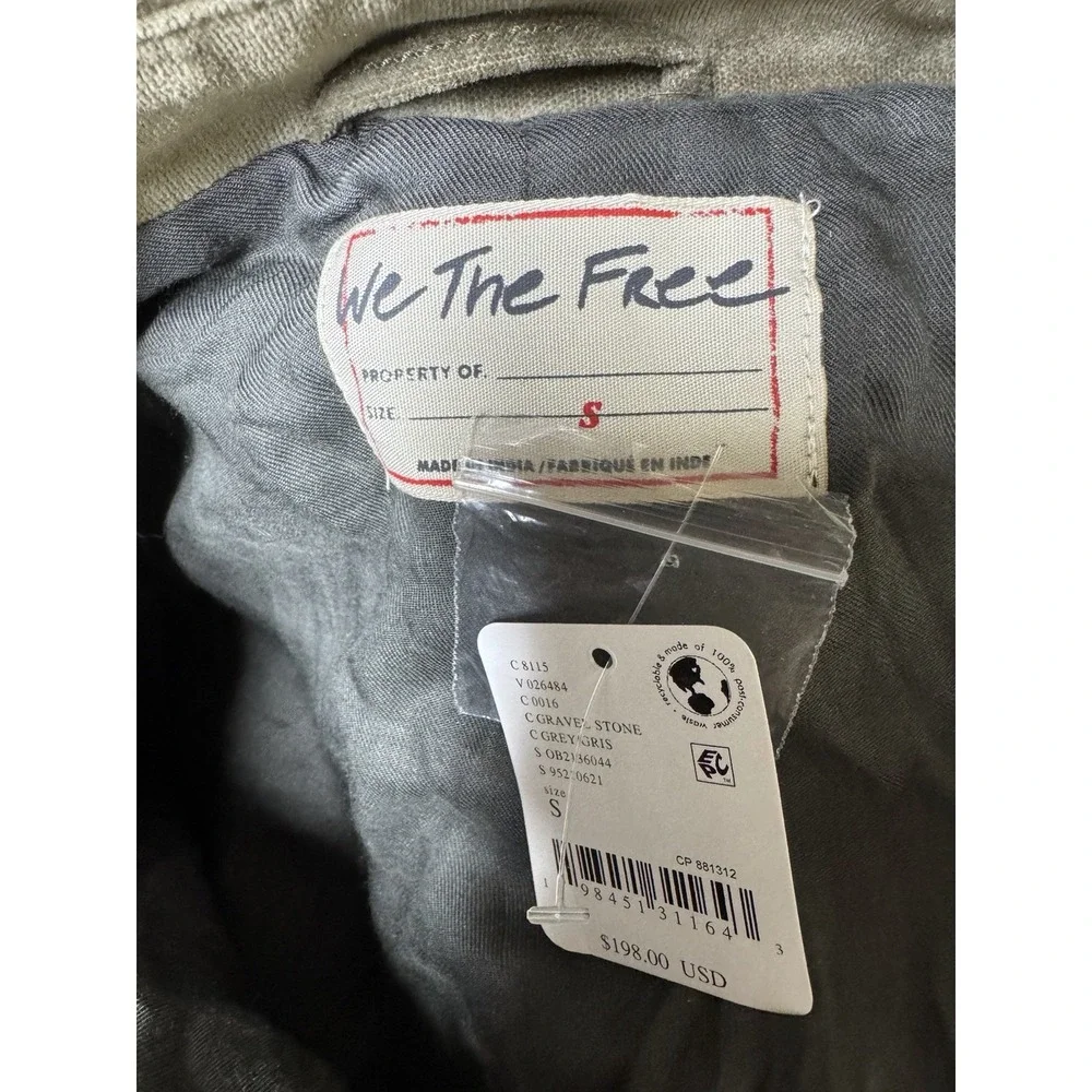 FREE PEOPLE We The Free Officer Velvet Jacket Gravel Stone Women's Size Small‎